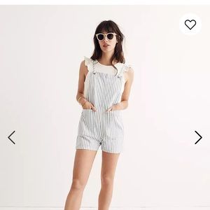 Madewell Denim Tie-Strap Short Overalls